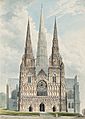 The West Front, Lichfield Cathedral - Anon - circa 1830