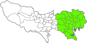 Map of Tokyo with special wards in green