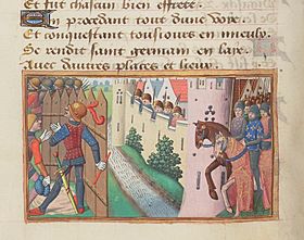 Vigiles de Charles VII, fol. 90v, Siège de Calais (1436).jpg
