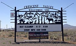 2014-05-31 13 56 25 Sign at the north entrance to Crescent Valley, Nevada along Nevada State Route 306-cropped.JPG
