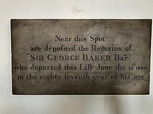 A memorial to Sir George Baker, 1st Baronet, in St James's Church, Piccadilly