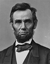Black-and-white photographic portrait of Abraham Lincoln