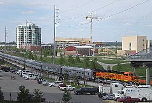 BNSF passenger train on Omaha's Riverfront142