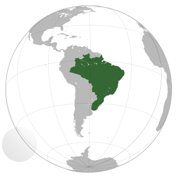 Map of South America with the Empire of Brazil highlighted in green
