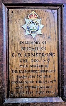 Brigadier C. D. Armstrong plaque, All Saints Church, Kingston upon Thames