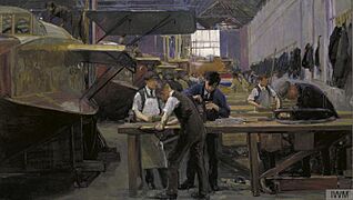 Building Flying-Boats (1918) (Art.IWM ART 4435)