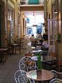 Cafes in a stoa small path in Nicosia Republic of Cyprus