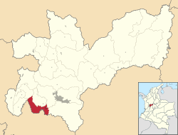 Location of the municipality and town of Chinchiná, Caldas in the Caldas Department of Colombia.