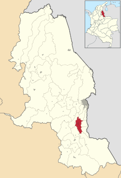 Location of the municipality and town of Chinácota in the Norte de Santander Department of Colombia
