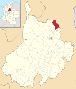Location of the municipality and town of Suratá in the Santander Department of Colombia