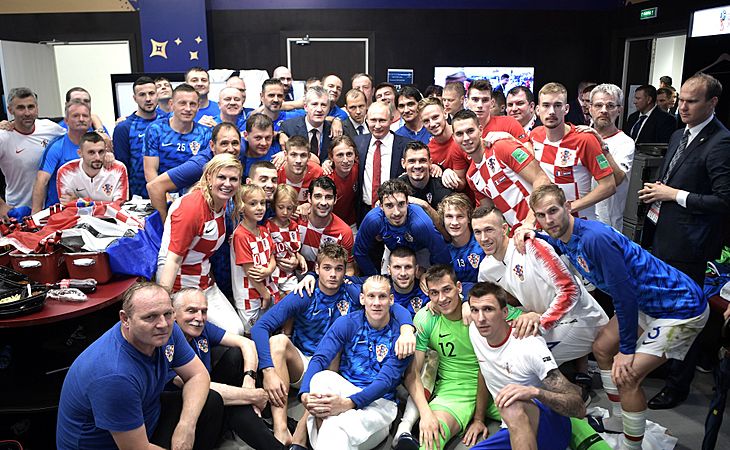 Croatia's post-match huddle after the 2018 FIFA World Cup Final