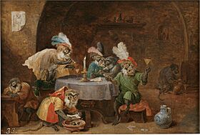 David Teniers (II) - Smoking and drinking monkeys