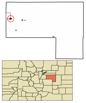 Location of the Town of Elizabeth in Elbert County, Colorado.