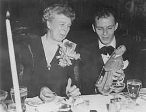 Eleanor Roosevelt and Frank Sinatra in Los Angleles, California - NARA - 196117