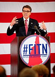 Former Texas Governor Rick Perry speaking at 2015 FITN (First in the Nation) Republican Leadership Summit in New Hampshire