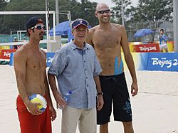 George W Bush with Todd Rogers and Phil Dalhausser