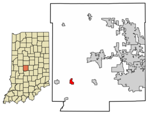 Location of Amo in Hendricks County, Indiana.