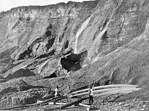 Hydraulic mining in Dutch Flat, California, between 1857 and 1870
