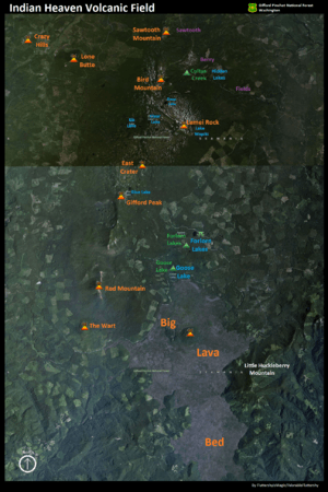 Indian Heaven Volcanic Field Satellite Map