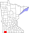 State map highlighting Nobles County