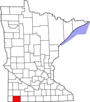 Map of Minnesota highlighting Nobles County