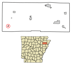 Location of Fisher in Poinsett County, Arkansas.