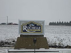 Sign seen entering the city of Rochelle