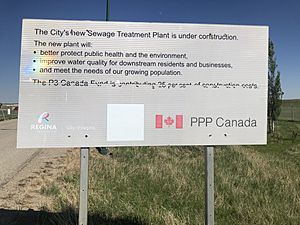 Sign at the entrance of the Regina Wastewater Treatment Plant