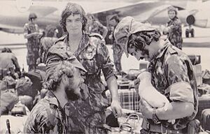 Soldiers being withdrawn from the Nova Lisboa garnison, Angola, Horst Faas, 1975 (cropped)