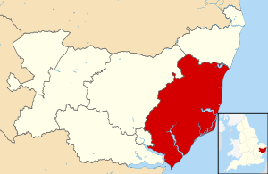 Suffolk Coastal shown within Suffolk and England