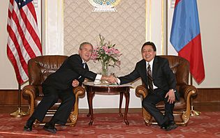 Tsakhiagiin Elbegdorj and George W. Bush