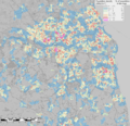 Tyne and Wear population density map, 2011 census