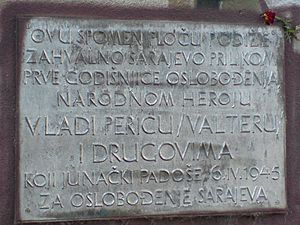 Vladimir "Valter" Perić plaque in Sarajevo