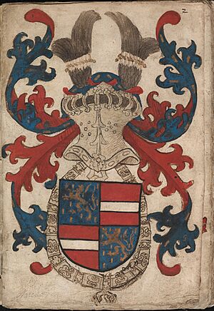 Wapen van Engelbrecht II van Nassau - Coat of arms of Engelbrecht II of Nassau - Wapenboek Nassau-Vianden - KB 1900 A 016, folium 02r