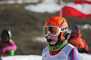 Women's visually impaired superg skier number 4e