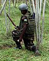 A Rwandan soldier trains with a Lee-Enfield rifle, 2011