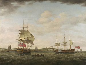 A sixth-rate British man of war off Dover - Francis Holman 1777