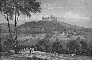 Belvoir Castle from Jones' Views (1819) - distant view