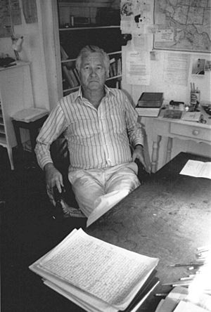 Bill Styron in his West Chop writing room on Martha's Vineyard - August 1989