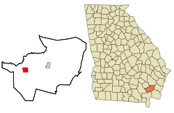 Location in Brantley County and the state of Georgia