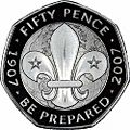 British fifty pence Scouting coin
