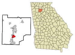 Location in Cherokee County and the state of Georgia