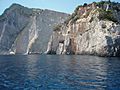 Cliff-walled beach and cliff underpass, Marathia cape, Zakynthos, Greece 01