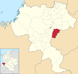 Location of the municipality and town of Puracé in the Cauca Department of Colombia.