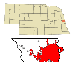 Location in Nebraska and Douglas County.