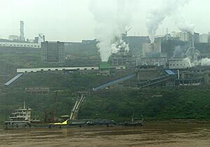 Factory in China at Yangtze River