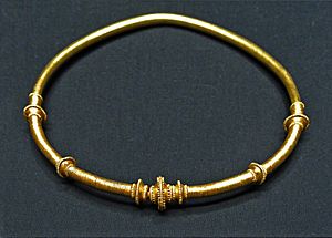 Halsring neck ring with plug clasp from the Vandalic Treasure of Osztrópataka displayed at the Kunsthistorisches Museum in Vienna, Austria