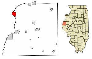 Location of Nauvoo in Hancock County, Illinois.