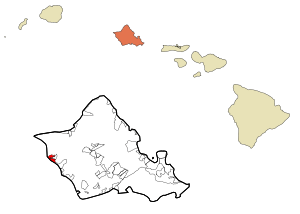 Location in Honolulu County and the state of Hawaii