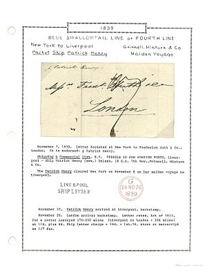 Letter Env. from Patrick Henry (packet) Maiden voyage-Nov 1839-Seigel Auctions